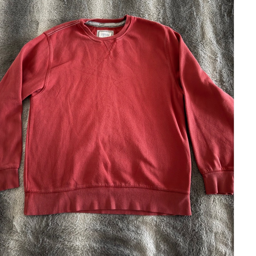 IZOD Vintage Mens Crewneck Sweatshirt Red Long Sleeve Pullover Large